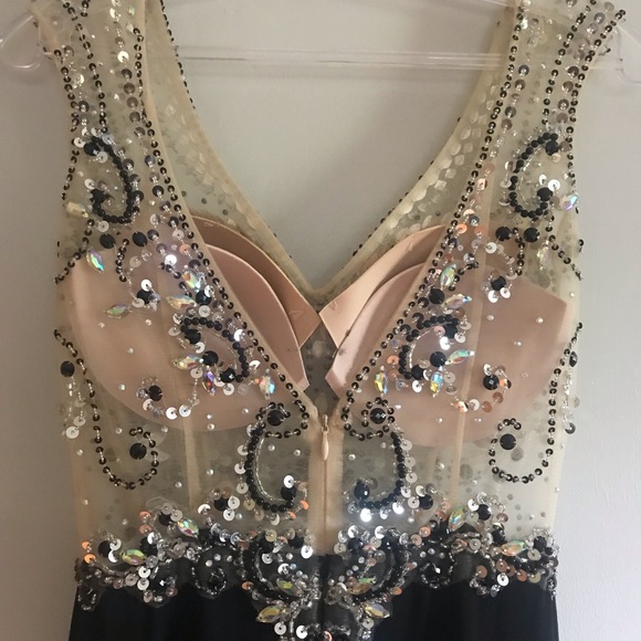 Prom Dress Black Sequin Low Slit - Picture 8 of 10